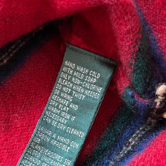 Festive Womens Medium Ralph Lauren Red & Green Striped Lambswool Sweater - Picture 3 of 7